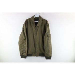 New Banana Republic Mens Large Water Resistant Tech Motion Bomber Jacket Olive